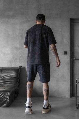 Black T-shirt and Shorts Set 1763-64 - Thumbnail (2)