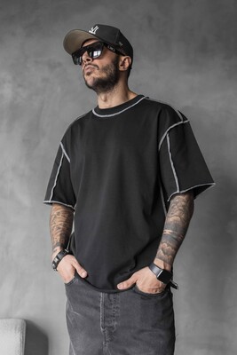 Black Island - CONTRAST STITCH T-SHIRT BLACK 1811 (1)