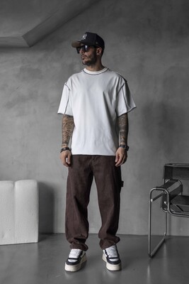 Black Island - CONTRAST STITCH T-SHIRT WHITE 1811