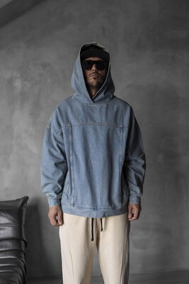 DENIM HOODIE BLUE 16618 - Thumbnail (2)