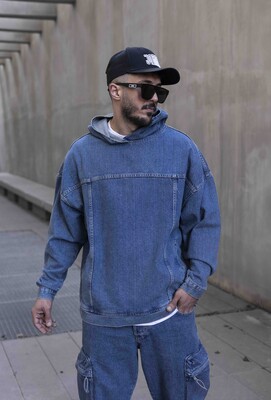 Black Island - DENIM HOODIE BLUE 16620