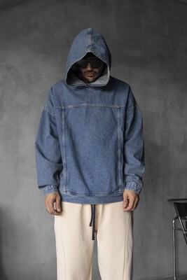 DENIM HOODIE BLUE 16620 - Thumbnail (2)