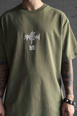 Black Island - DIS STRESSED PRINTED WASHED T-SHIRT GREEN 1769 (1)