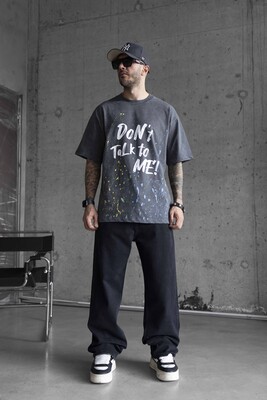 Black Island - DONT TALK ME PRINTED WASHED T-SHIRT GRAY 1759