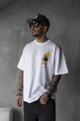 DUCK PRINTED T-SHIRT WHITE 1755 - Thumbnail (3)