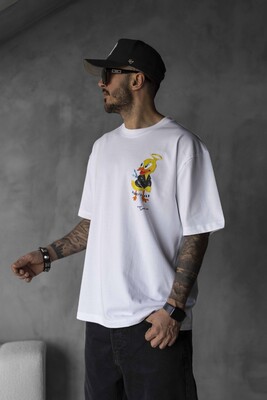 DUCK PRINTED T-SHIRT WHITE 1755 - Thumbnail (2)