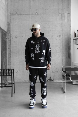 Black Island - Full printed black tracksuit 1488-89