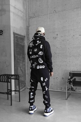 Full printed black tracksuit 1506 - Thumbnail (3)