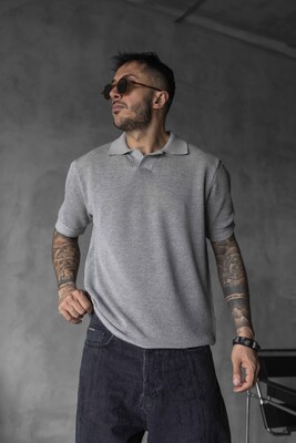 Black Island - GRAY POLO COLLAR KNITWEAR KRN1001 (1)