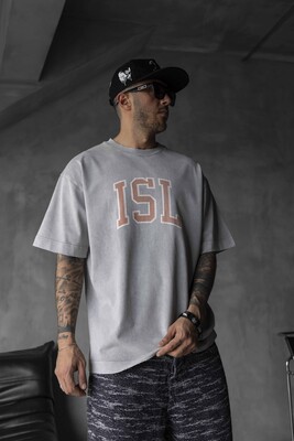 ISL PRINTED WASHED T-SHIRT GRAY 1807 - Thumbnail (2)