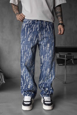 Black Island - Jacquard Baggie Blue Denim Jeans 17104