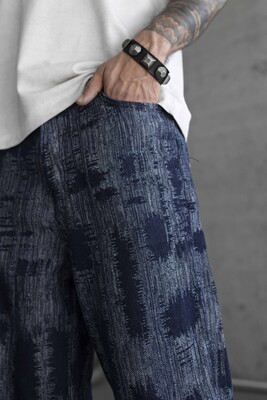 Jacquard Baggie Denim Jeans 16952 - Thumbnail