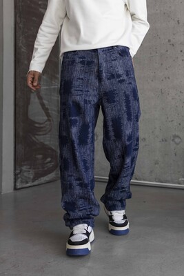 Jacquard Baggie Denim Jeans 16952 - Thumbnail