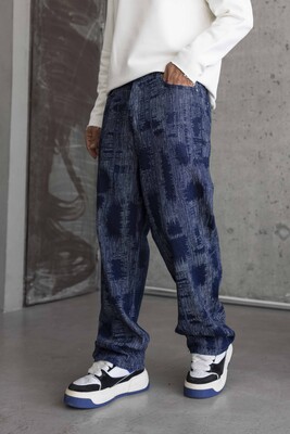 Jacquard Baggie Denim Jeans 16952 - Thumbnail