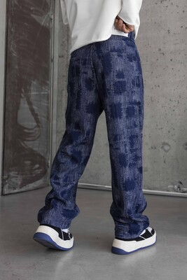 Jacquard Baggie Denim Jeans 16952 - Thumbnail