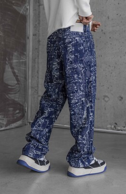 Jacquard Baggie Denim Jeans 16954 - Thumbnail