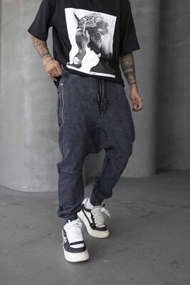 Black Island - Washed Jogger Pants Black 1677 (1)