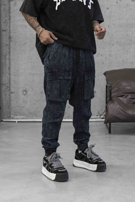 Black Island - Washed Jogger Pants Blue 16650 (1)