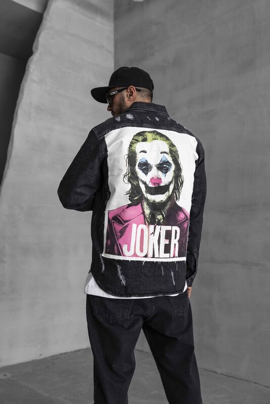 Black Island - JOKER PRINTED DENIM JACKET BLACK 16903 (1)