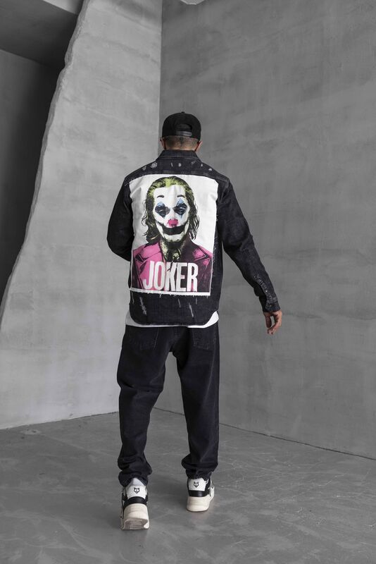 Black Island - JOKER PRINTED DENIM JACKET BLACK 16903