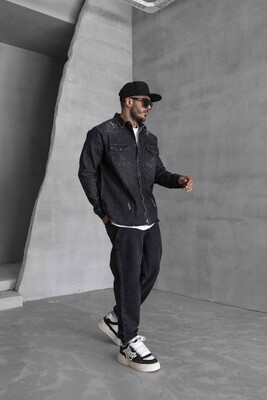 KOBE BRYANT PRINTED DENIM JACKET BLACK 16904 - Thumbnail