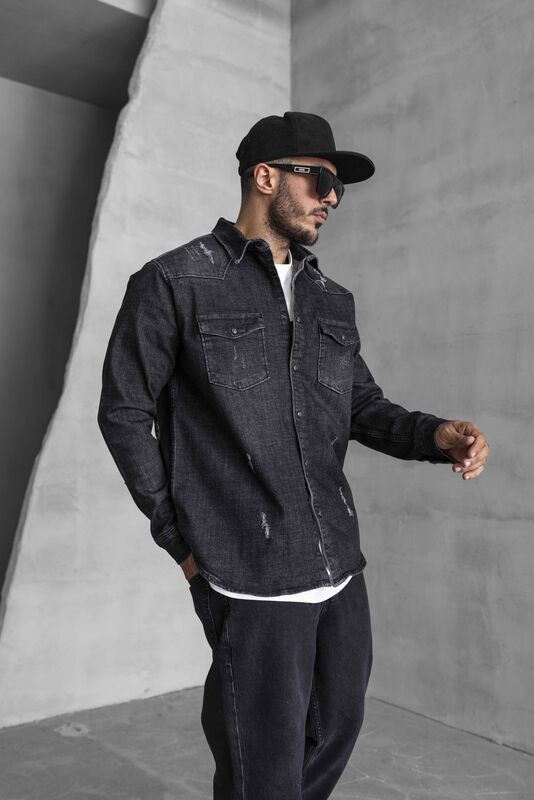 Black Island - KOBE BRYANT PRINTED DENIM JACKET BLACK 16904 (1)