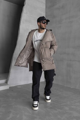 Long Coat Assymetric Zip Jacket 7001 - Thumbnail