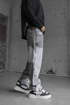 Loose Fit Gray Jeans 16981 - Thumbnail