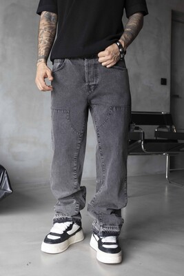 Black Island - Loose Fit Patterned Gray Jeans 17067 (1)