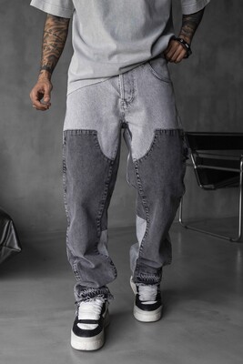 Black Island - Loose Fit Patterned Gray Jeans 17076 (1)