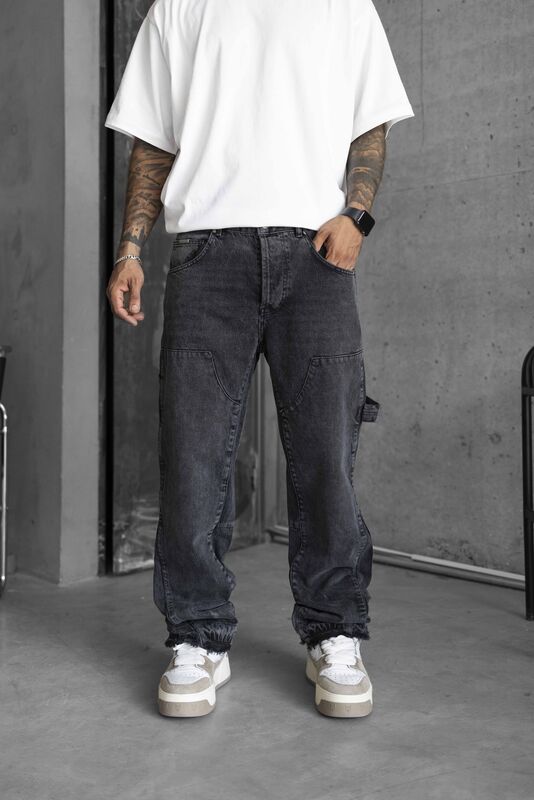 Black Island - Loose Fıt Washed Black Jeans 16885