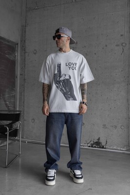 Black Island - LOVE YOU PRINTED WASHED T-SHIRT WHITE 1736