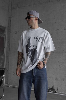 Black Island - LOVE YOU PRINTED WASHED T-SHIRT WHITE 1736 (1)