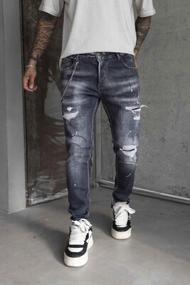 Lux Denım Dark Gray Jeans 16451 - Thumbnail (2)