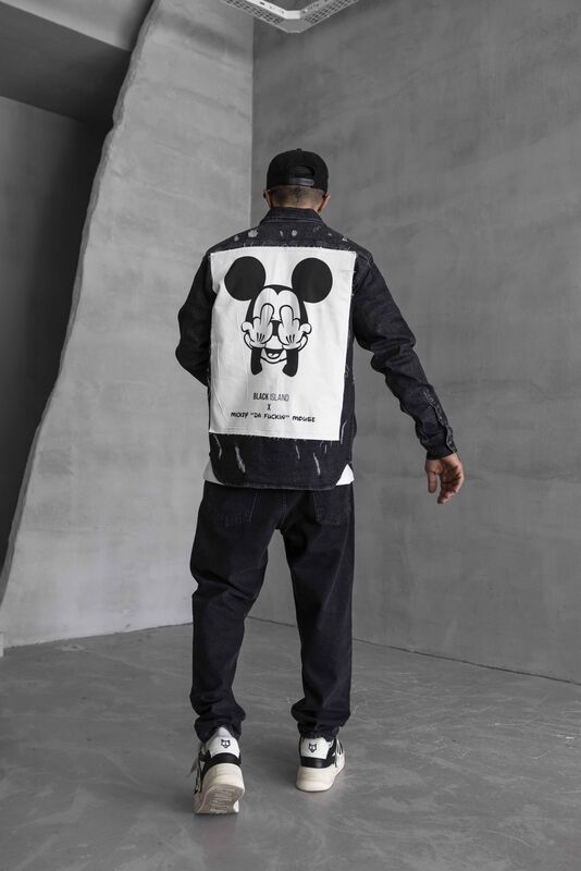 Black Island - MICKEY MOUSE PRINTED DENIM JACKET BLACK 16901