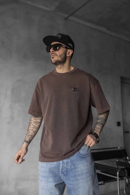 Black Island - Minimal Brown Tee with Chest Embroidery 1835 (1)