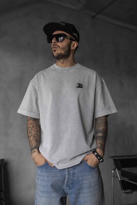 Black Island - Minimal Gray Tee with Chest Embroidery 1835 (1)