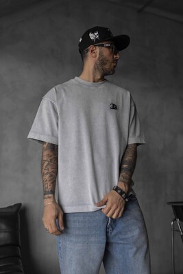 Minimal Gray Tee with Chest Embroidery 1835 - Thumbnail (3)