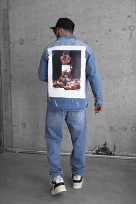 Black Island - MUHAMMAD ALI PRINTED DENIM JACKET BLUE 16966