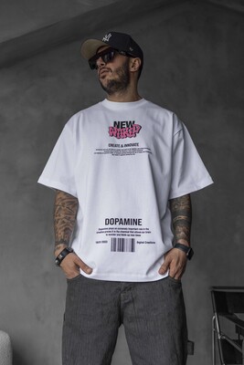 NEW WORLD PRINTED T-SHIRT WHITE 1700 - Thumbnail (3)