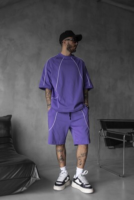 Purple Summer Shorts & Tee Set 1822-23 - Thumbnail (3)