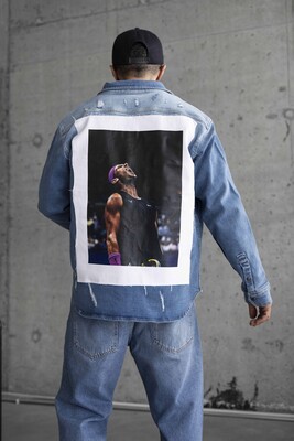 RAFAEL NADAL PRINTED DENIM JACKET BLUE 16968 - Thumbnail