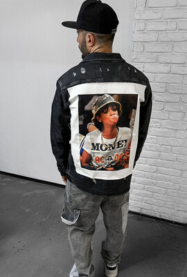 RIHANNA PRINTED DENIM JACKET BLACK 16972 - Thumbnail