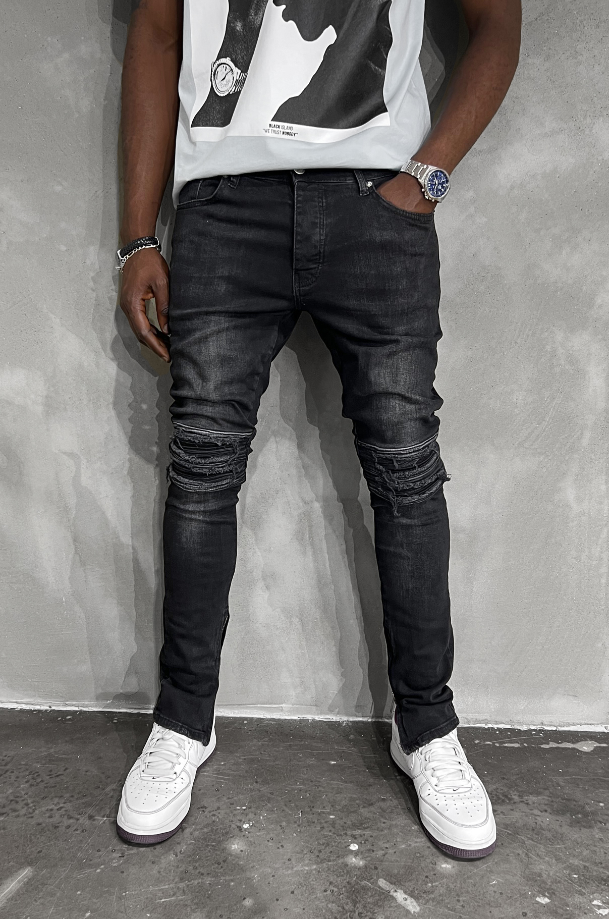 Detailed Black Jeans Jeans Black Island
