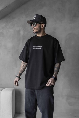 Black Island - RUSSIAN TEXT PRINTED T-SHIRT BLACK 1703 (1)