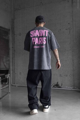 SAINT PARIS PRINTED ANTRA WASHED TSHIRT 1739 - Thumbnail (2)