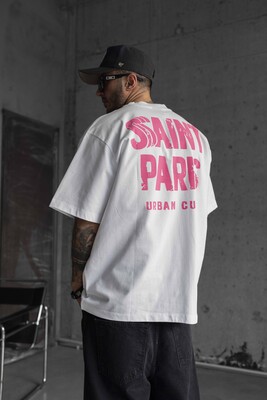 SAINT PARIS PRINTED WHITE WASHED TSHIRT 1739 - Thumbnail (3)