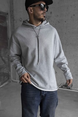 Black Island - Short Asymmetric Zip Hoodie Gray 1484 (1)