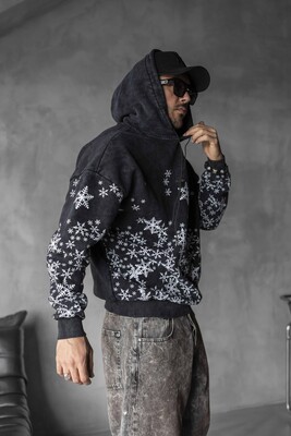 Snowflake Black Hoodie 1351 - Thumbnail (3)