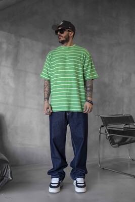 Black Island - STRIPED T-SHIRT GREEN 1635